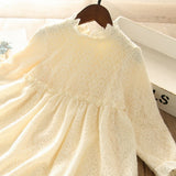 Toddler Girls Fleece Lining Lace Design Dress 4-5 years