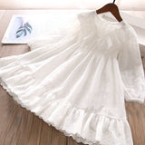 Toddler Girls Cotton White Long Sleeves Design Dress 3-4 / 4-5 years