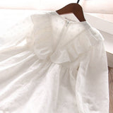 Toddler Girls Cotton White Long Sleeves Design Dress 3-4 / 4-5 / 5-6 years