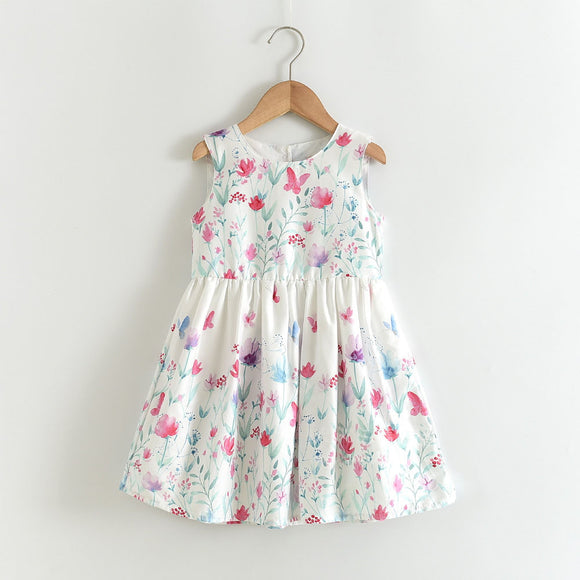 Toddler Girls Multi Flowers Pure Cotton Dress 3-4 / 5-6 years