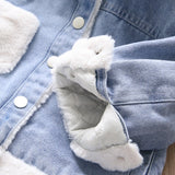 Toddler Girls Cute Soft Fur Design Jeans Jacket 3-4 years
