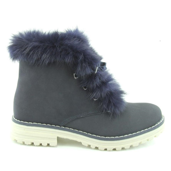 Youth Girls Winter Genuine Sheep Wool Black Boots Youth 4 - 5.5 - Just Be Special
