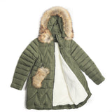 Youth Girls Warm Winter Faux Fur Decoration Dark Green Jacket 12 - 13 years - Just Be Special