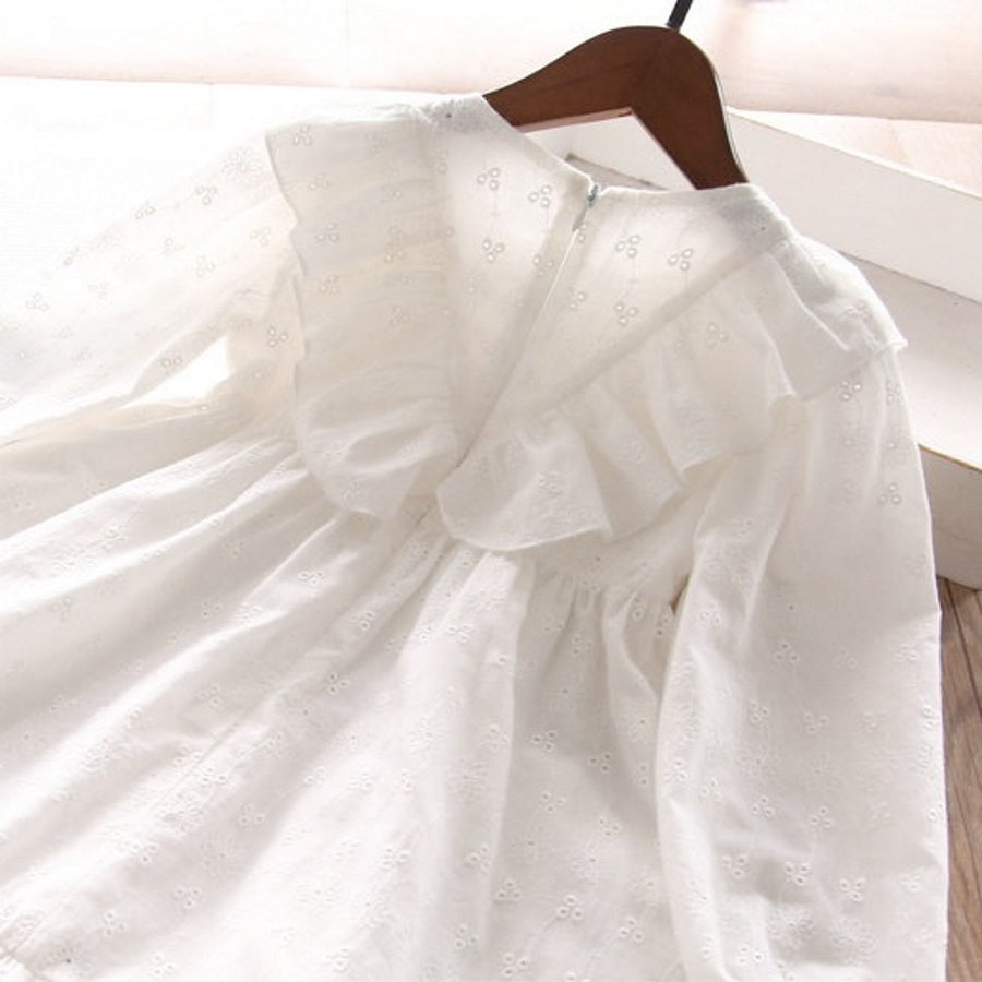 Toddler Girls Cotton White Long Sleeves Design Dress 4-5 years JustBeSpecial Toddler Girls Cotton White Long Sleeves Design Dress 4-5 years JustBeSpecial