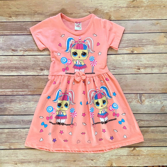 Toddler Girls Cute LOL Design Cotton Dress 3-4 years