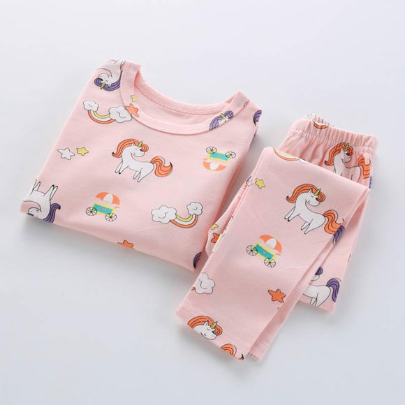 Toddler Girls 2-Piece Cute Unicorn Design Soft Organic Cotton Pajama 8-9 years