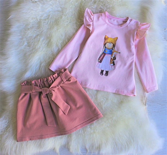 Toddler Girls 2-Piece Shirt Skirt Set 3-4 years