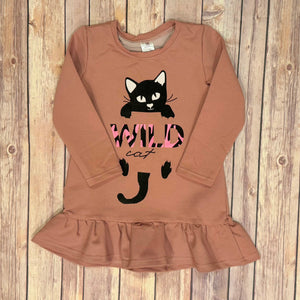 Toddler Girls Cat Design Tunic Dress 4 years