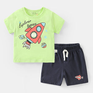 Toddler Boys Rocket Design 2-Piece T-Shirt Shorts Set 2-3 years