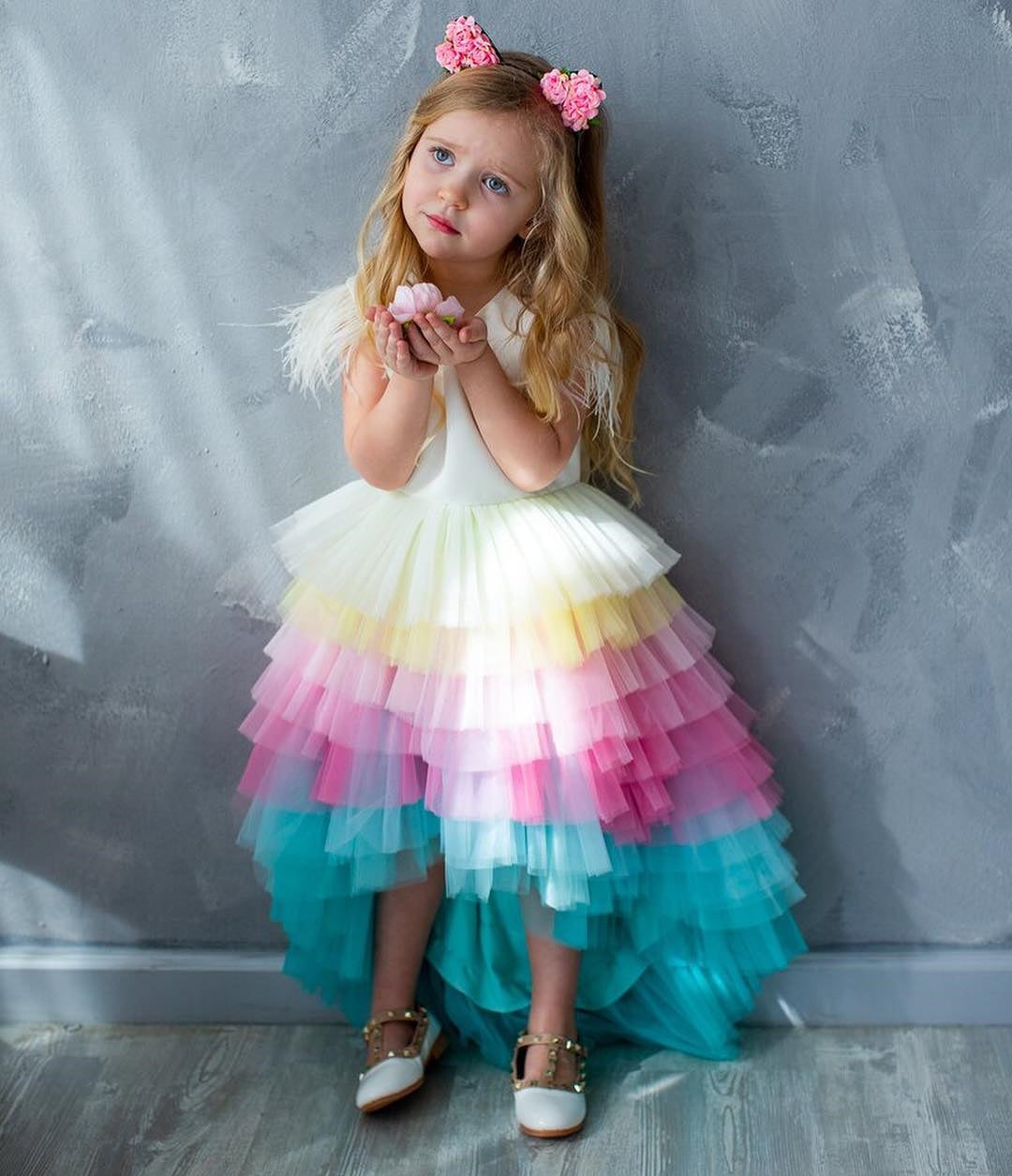Rainbow Dress, Rainbow Birthday Dress, Girls Rainbow Dress