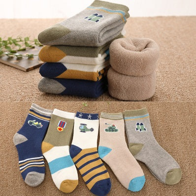 Toddler Boys Warm Thick Cotton 5-Pieces Socks 1-3 / 3-5 / 6-8 years - Just Be Special