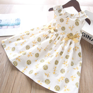 Toddler Girls Yellow Flowers Cotton Dress 3-4 years
