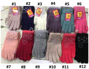 Girls Warm Sparkle Design Winter Wool Gloves 7-15 years - Just Be Special