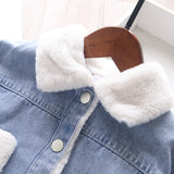 Toddler Girls Cute Soft Fur Design Jeans Jacket 3-4 years