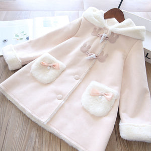 Toddler Girls Warm Cozy Bunny Ears Design Long Coat 6-7 years