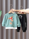 Toddler Boys Soft Cotton 2-Piece Tiger Design Sweatshirt Pants Set 2-3 years