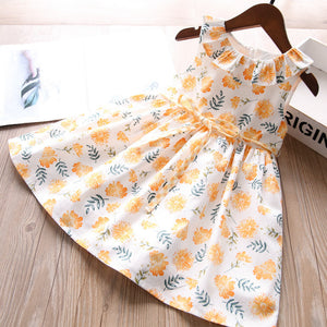 Toddler Girls Summer Yellow Flowers Design Dress 3-4 years