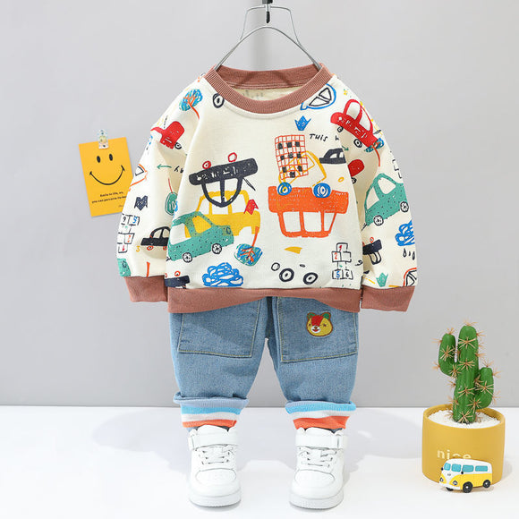 Toddler Boys 2-Piece Stylish Sweatshirt Jeans Set 3-4y