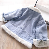 Toddler Girls Cute Soft Fur Design Jeans Jacket 3-4 / 6-7 years