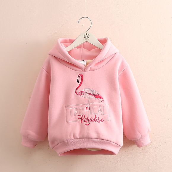 Toddler Girls Warm Flamingo Design Cotton Sweatshirt 3-4 years