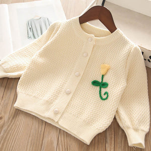 Toddler Girls Flower Design Knit Cardigan 2-3 years