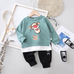 Toddler Boys Soft Cotton 2-Piece Tiger Design Sweatshirt Pants Set 2-3 years