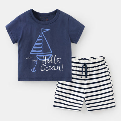 Toddler Boys Boat Design 2-Piece T-Shirt Shorts Set 2-3 years