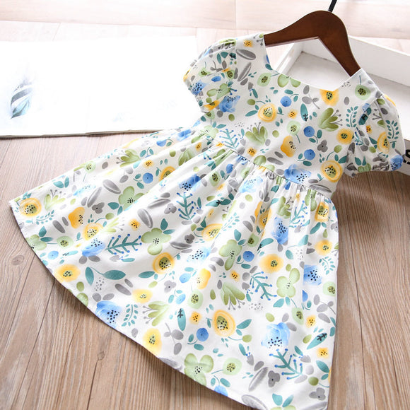 Toddler Girls Pure Cotton Bright Flowers Design Dress 2-3 / 3-4 years