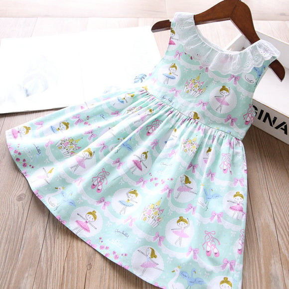 Toddler Girls Cute Ballerina Design Cotton Dress 2 - 8 years