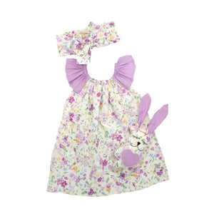 Sophia 3-Piece Dress Bow Bunny Toy Handmade Baby Girl Dress Set Clearance 6m / 9m / 12 months - Just Be Special