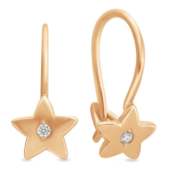 Little Girls Russian Gold 585 Star Design Earrings - Just Be Special