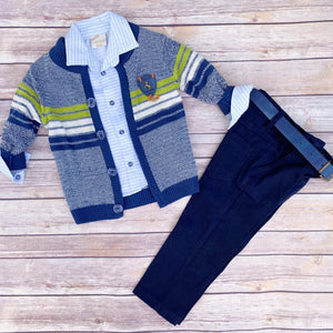 Toddler Boys 3-Piece Pants T-shirt Cardigan Premium Quality Set 1-2 / 3-4 years - Just Be Special