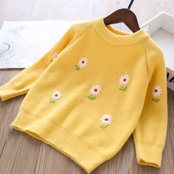 Toddler Girls Cute Flower Design Sweater 5-6 years