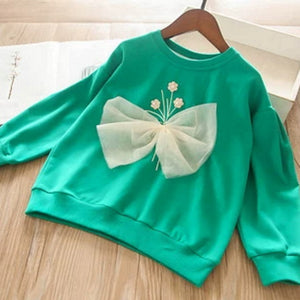 Toddler Girls Fall Cotton Bow Design Sweatshirt 6-7 years
