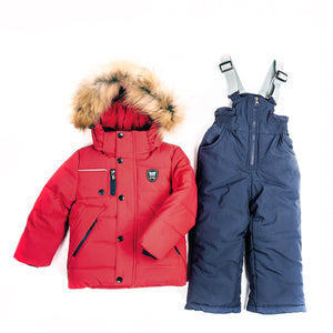 Toddler Boys 3-Piece Winter Jacket Sheep Wool Vest Overall Red Set 2 years - Just Be Special