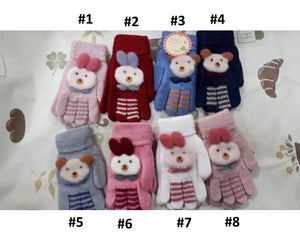 Toddler Girls Warm Bunny Bear Design Winter Wool Gloves 4-6 years - Just Be Special