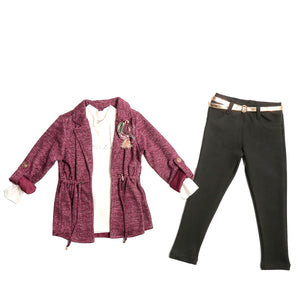 Toddler Girls 3-Piece Leggings Knit Shirt Cardigan Set 2-3 years - Just Be Special