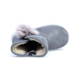 Toddler Girls Genuine Leather Sheep Wool Grey Boots Toddler 9 / 10 / 10.5 / 11 - Just Be Special