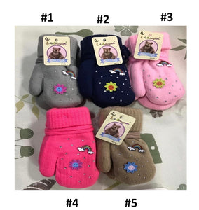 Toddler Girls Warm Sun Design Winter Wool Mittens 1-2 years - Just Be Special