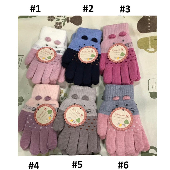 Toddler Girls Warm Cat Design Winter Wool Gloves 4-6 years - Just Be Special