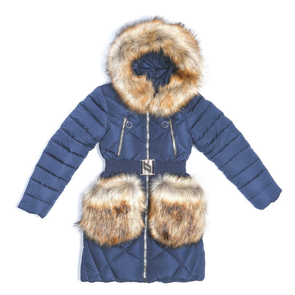 Youth Girls Warm Winter Dark Blue Jacket 14 - 15 years - Just Be Special